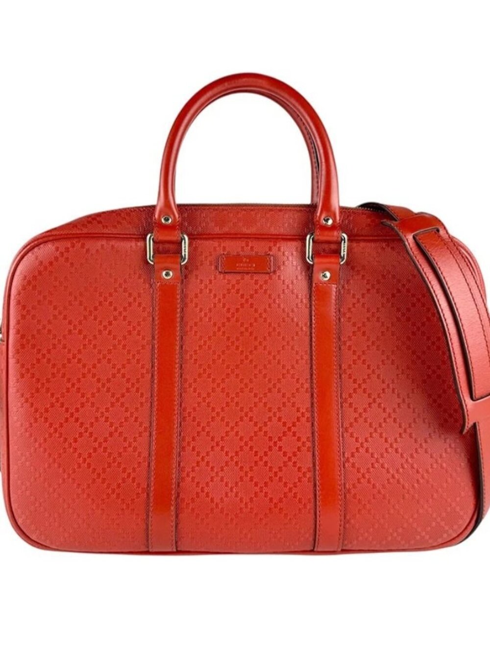GUCCI Diamante Handbag Shoulder Bag Orange Leather